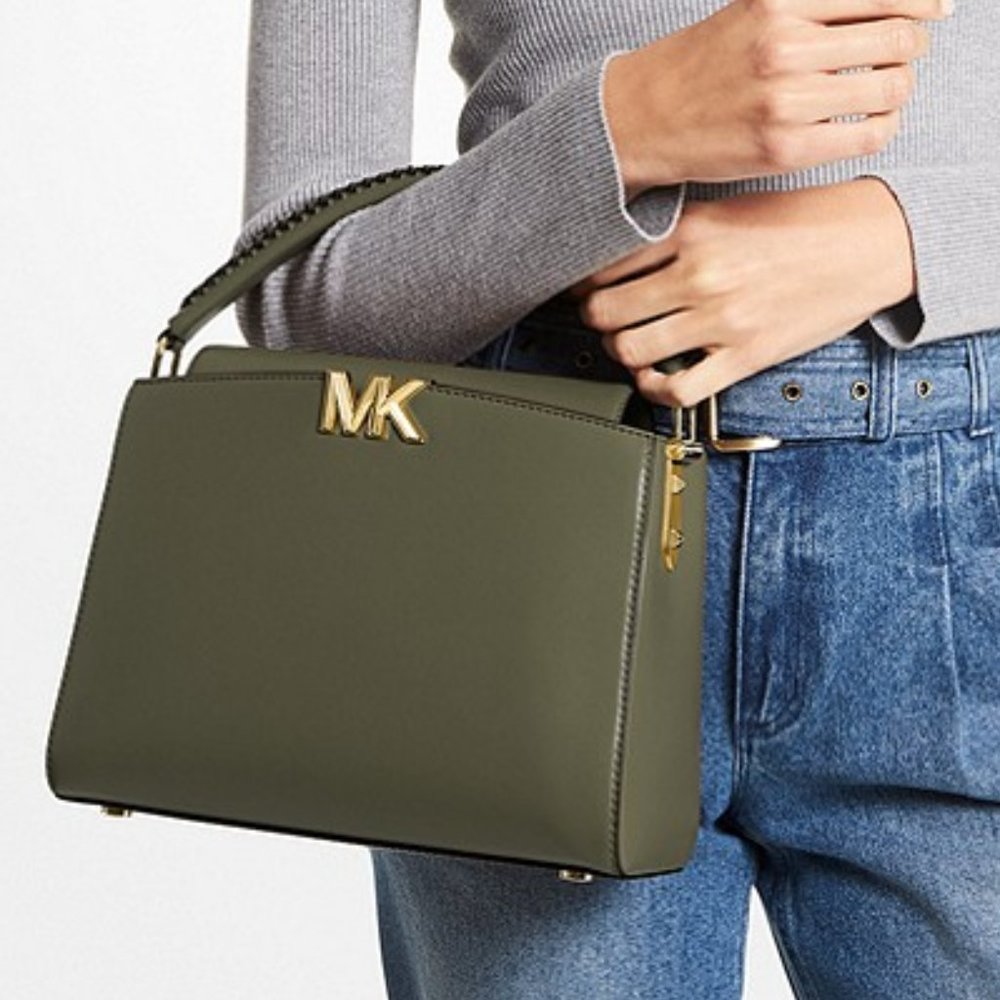 Michael Kors - Karlie Medium Leather Satchel Olive Green